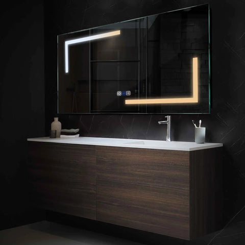 Horizontal LED Mirror | Touch Buttons | Anti-Fog Function | Adjustable Color Temperature - Reyze Salono Series Model 3