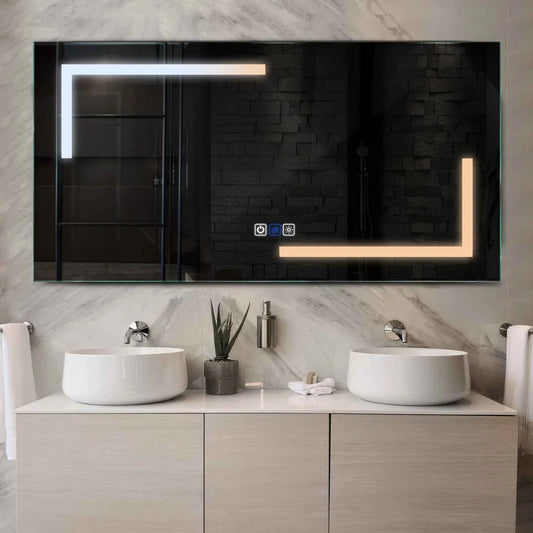 Horizontal LED Mirror | Touch Buttons | Anti-Fog Function | Adjustable Color Temperature - Reyze Salono Series Model 3