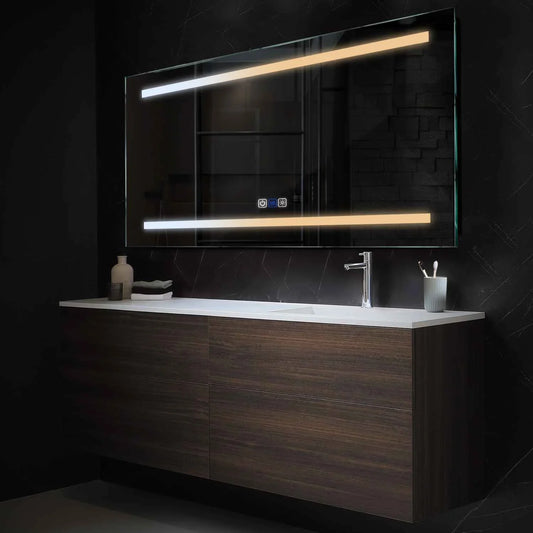 Horizontal LED Mirror | Touch Buttons | Anti-Fog Function | Adjustable Color Temperature - Reyze Salono Series Model 4