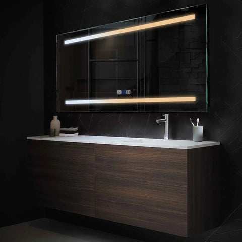 Horizontal LED Mirror | Touch Buttons | Anti-Fog Function | Adjustable Color Temperature - Reyze Salono Series Model 4
