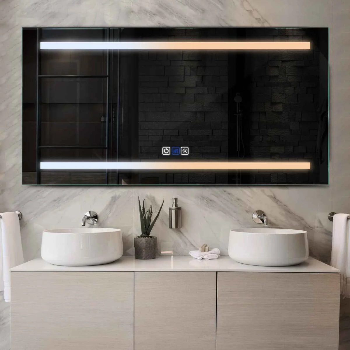 Horizontal LED Mirror | Touch Buttons | Anti-Fog Function | Adjustable Color Temperature - Reyze Salono Series Model 4