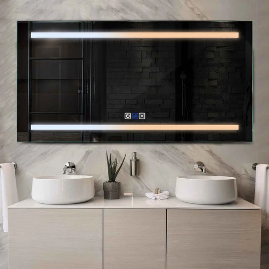 Horizontal LED Mirror | Touch Buttons | Anti-Fog Function | Adjustable Color Temperature - Reyze Salono Series Model 4