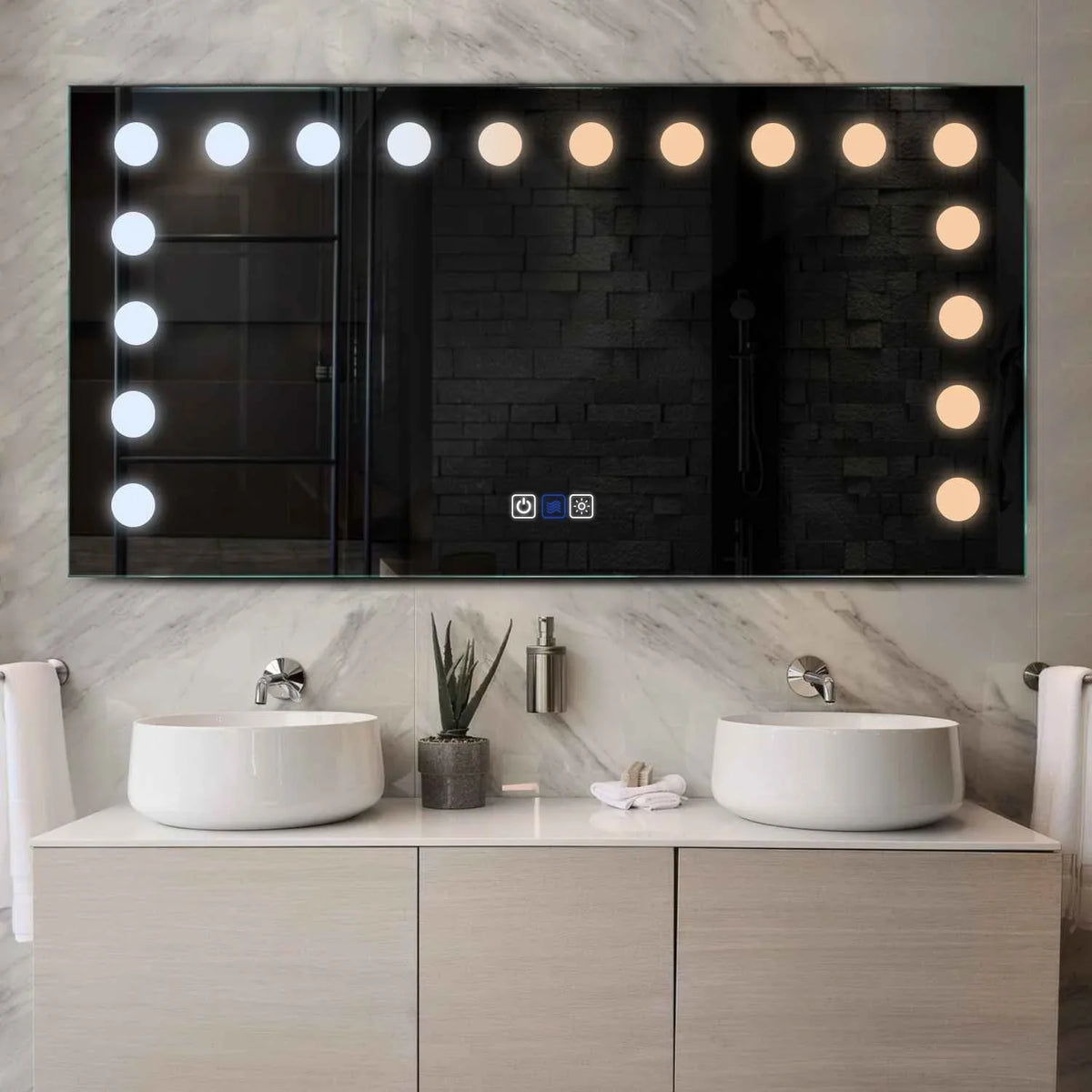 Horizontal LED Mirror | Touch Buttons | Anti-Fog Function | Adjustable Color Temperature - Reyze Salono Series Model 6