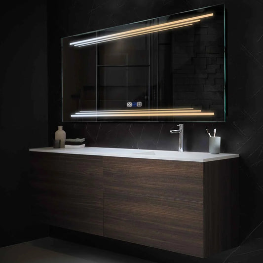Horizontal LED Mirror | Touch Buttons | Anti-Fog Function | Adjustable Color Temperature - Reyze Salono Series Model 7