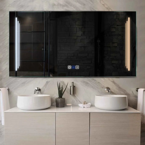 Horizontal LED Mirror | Touch Buttons | Anti-Fog Function | Adjustable Color Temperature - Reyze Salono Series Model 8