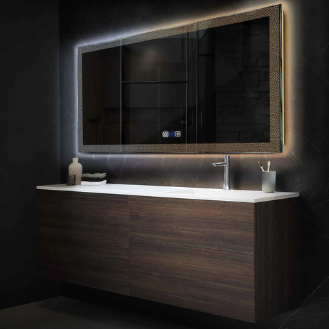 Horizontal LED Mirror | Touch Buttons | Anti-Fog Function | Adjustable Color Temperature - Reyze Simetria Series Model 4