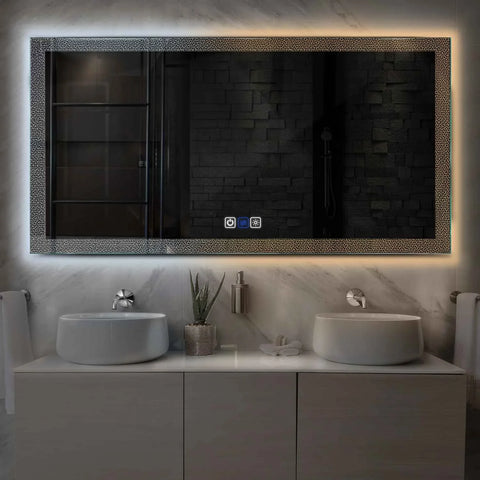 Horizontal LED Mirror | Touch Buttons | Anti-Fog Function | Adjustable Color Temperature - Reyze Simetria Series Model 4