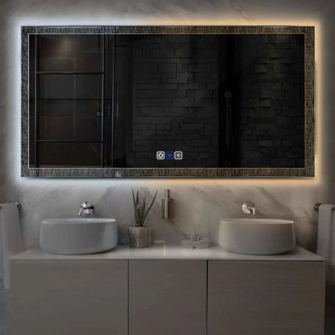 Horizontal LED Mirror | Touch Buttons | Anti-Fog Function | Adjustable Color Temperature - Reyze Simetria Series Model 6