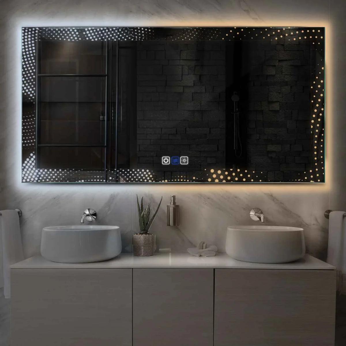 Horizontal LED Mirror | Touch Buttons | Anti-Fog Function | Adjustable Color Temperature - Reyze Simetria Series Model 8