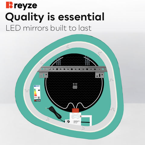 Irregular LED Mirror | Touch Buttons | Anti-Fog Function | Cool White Light - Reyze Ambient Series Model 1