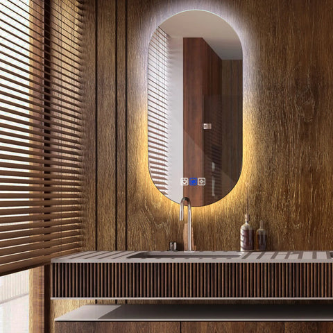 Oval LED Mirror | Touch Buttons | Anti-Fog Function | Adjustable Color Temperature - Reyze Ambient Series Model 1