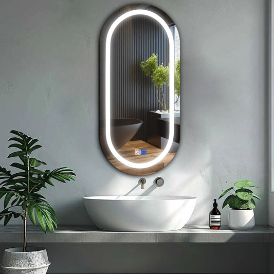 Oval LED Mirror | Touch Buttons | Anti-Fog Function | Cool White Light - Reyze Salono Series Model 1
