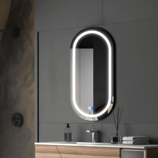 Oval LED Mirror | Touch Buttons | Anti-Fog Function | Cool White Light - Reyze Salono Series Model 1