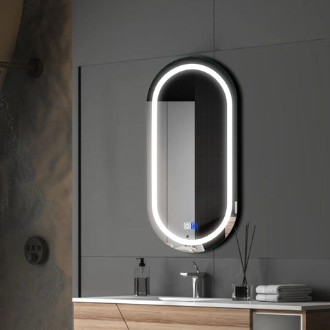 Oval LED Mirror | Touch Buttons | Anti-Fog Function | Cool White Light - Reyze Salono Series Model 1