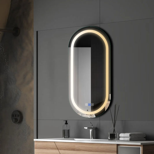 Oval LED Mirror | Touch Buttons | Anti-Fog Function | Adjustable Color Temperature - Reyze Salono Series Model 1