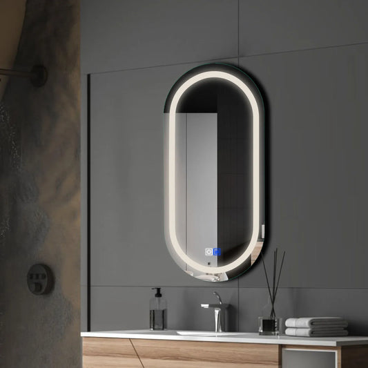 Oval LED Mirror | Touch Buttons | Anti-Fog Function | Neutral White Light - Reyze Salono Series Model 1