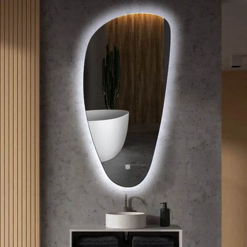 Irregular Vertical LED Mirror | Touch Button | Cool White Light - Reyze Ambient Series Model 1