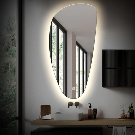 Irregular Vertical LED Mirror | Touch Button | Neutral White Light - Reyze Ambient Series Model 1