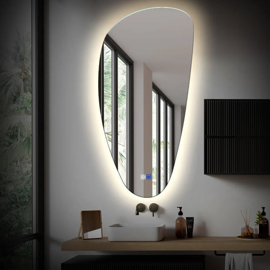 Irregular Vertical LED Mirror | Touch Buttons | Anti-Fog Function | Neutral White Light - Reyze Ambient Series Model 1