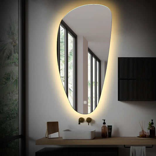 Irregular Vertical LED Mirror | Touch Button | Warm White Light - Reyze Ambient Series Model 1