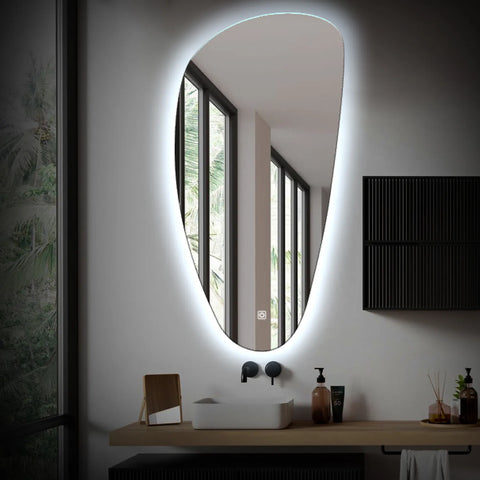Irregular Vertical LED Mirror | Touch Button | Cool White Light - Reyze Ambient Series Model 1