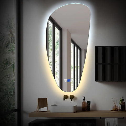 Irregular Vertical LED Mirror | Touch Buttons | Anti-Fog Function | Adjustable Color Temperature - Reyze Ambient Series Model 1