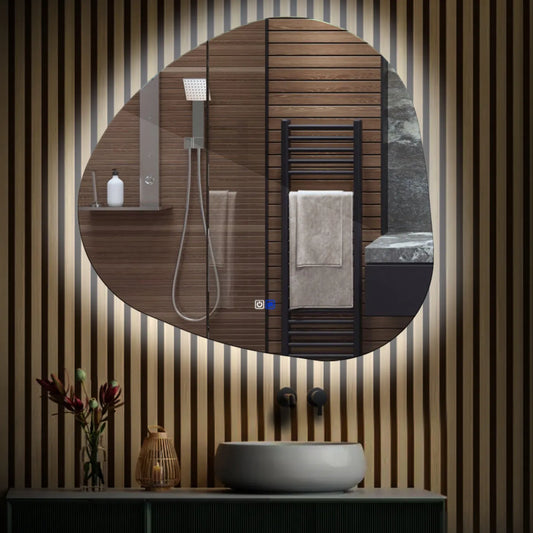 Irregular LED Mirror | Touch Buttons | Anti-Fog Function | Cool White Light - Reyze Ambient Series Model 1