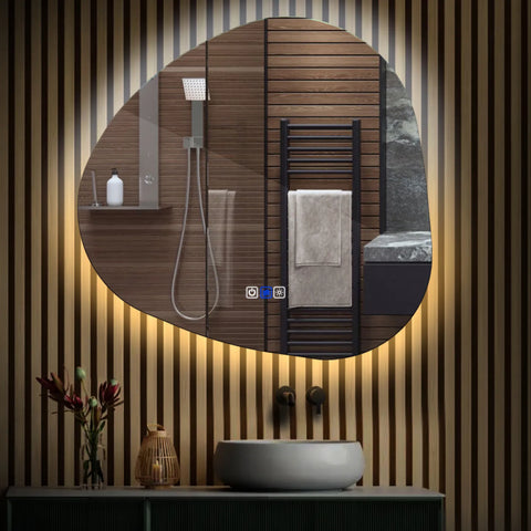 Irregular LED Mirror | Touch Buttons | Anti-Fog Function | Adjustable Color Temperature - Reyze Ambient Series Model 1