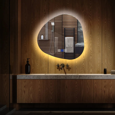 Irregular LED Mirror | Touch Buttons | Anti-Fog Function | Adjustable Color Temperature - Reyze Ambient Series Model 1