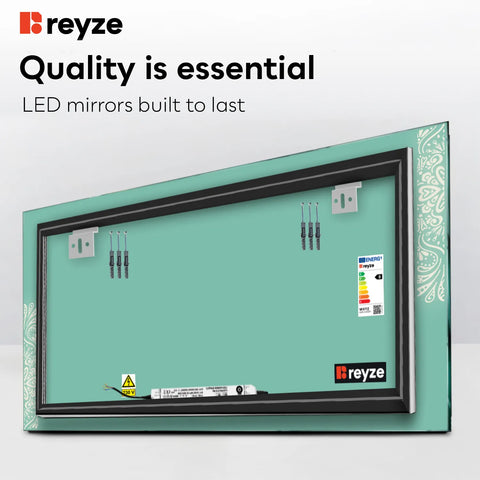 Horizontal LED Mirror | Wall Switch Control | Cool White Light - Reyze Good Vibes Series Model 4