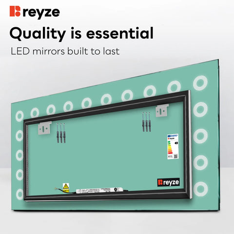 Horizontal LED Mirror | Wall Switch Control | Warm White Light - Reyze Minimal Series Model 4