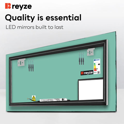 Horizontal LED Mirror | Wall Switch Control | Neutral White Light - Reyze Motivated Series Model 2
