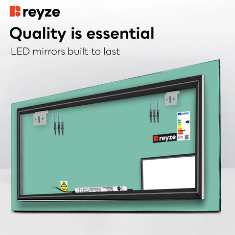 Horizontal LED Mirror | Wall Switch Control | Warm White Light - Reyze Motivated Series Model 6