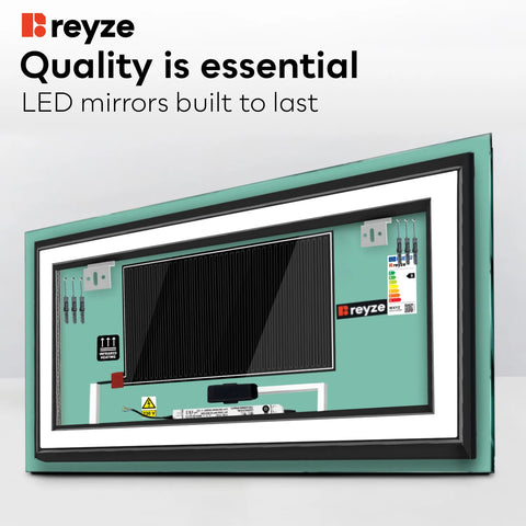Horizontal LED Mirror | Touch Buttons | Anti-Fog Function | Neutral White Light - Reyze Salono Series Model 1