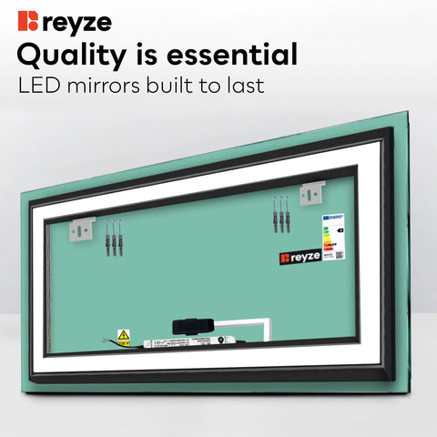 Horizontal LED Mirror | Touch Button | Warm White Light - Reyze Salono Series Model 3