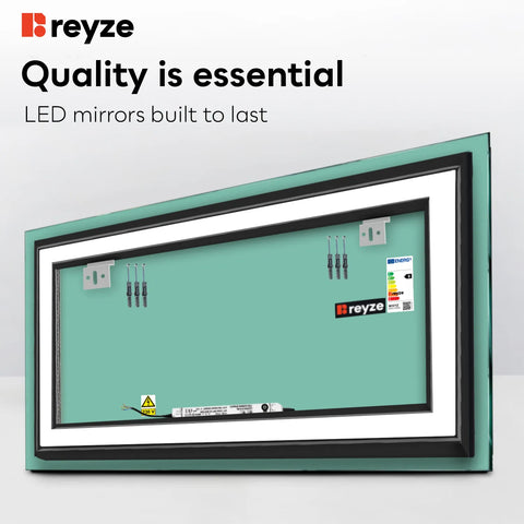 Horizontal LED Mirror | Wall Switch Control | Cool White Light - Reyze Salono Series Model 3