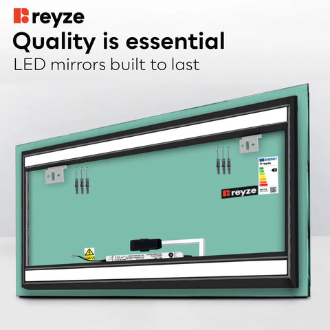 Horizontal LED Mirror | Touch Button | Warm White Light - Reyze Salono Series Model 4