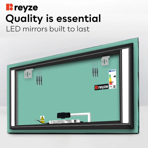 Horizontal LED Mirror | Touch Button | Warm White Light - Reyze Salono Series Model 5