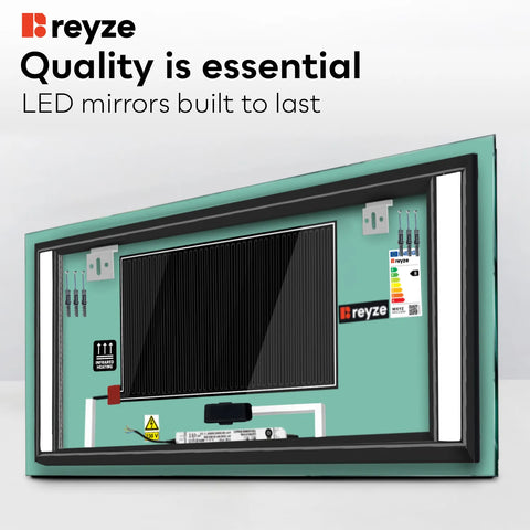 Horizontal LED Mirror | Touch Buttons | Anti-Fog Function | Cool White Light - Reyze Salono Series Model 5