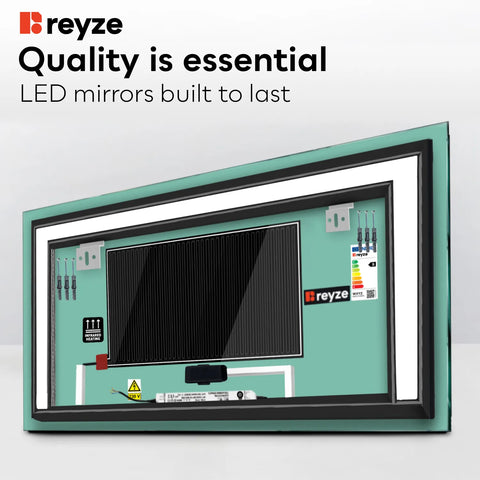 Horizontal LED Mirror | Touch Buttons | Anti-Fog Function | Cool White Light - Reyze Salono Series Model 6