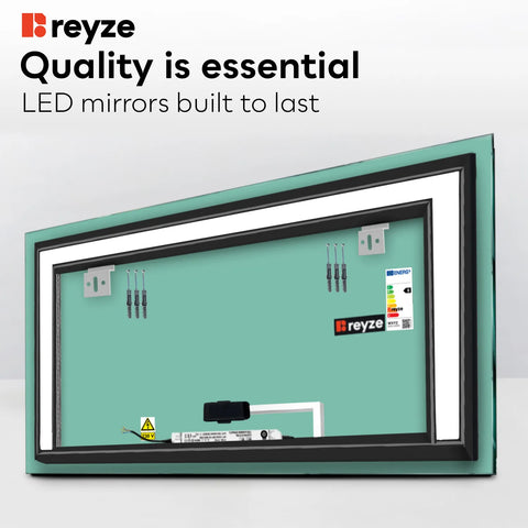 Horizontal LED Mirror | Touch Button | Neutral White Light - Reyze Salono Series Model 6