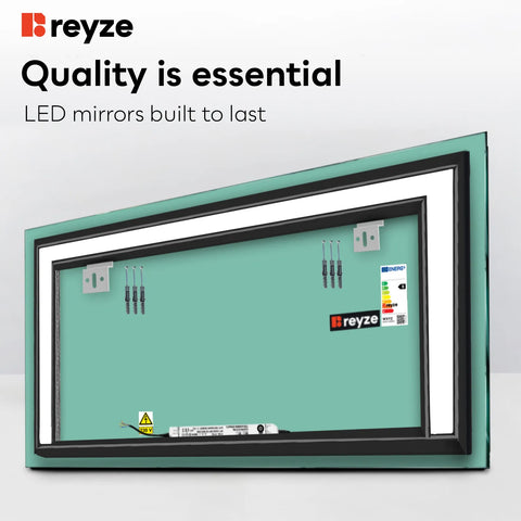 Horizontal LED Mirror | Wall Switch Control | Warm White Light - Reyze Salono Series Model 6