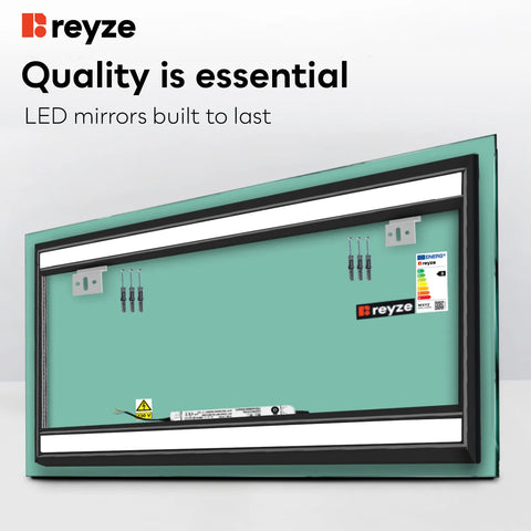 Horizontal LED Mirror | Wall Switch Control | Warm White Light - Reyze Salono Series Model 7