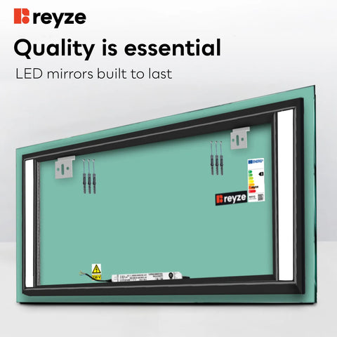 Horizontal LED Mirror | Wall Switch Control | Neutral White Light - Reyze Salono Series Model 8