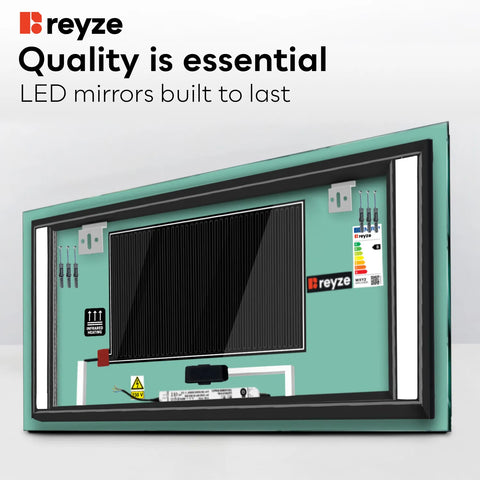 Horizontal LED Mirror | Touch Buttons | Anti-Fog Function | Adjustable Color Temperature - Reyze Salono Series Model 8
