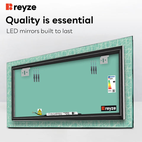 Horizontal LED Mirror | Wall Switch Control | Warm White Light - Reyze Simetria Series Model 1
