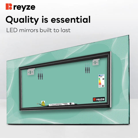 Horizontal LED Mirror | Wall Switch Control | Warm White Light - Reyze Simetria Series Model 3