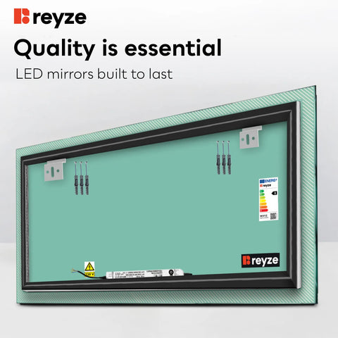 Horizontal LED Mirror | Wall Switch Control | Cool White Light - Reyze Simetria Series Model 7