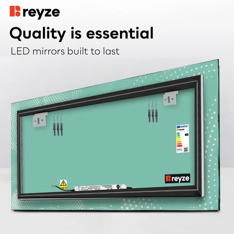 Horizontal LED Mirror | Wall Switch Control | Cool White Light - Reyze Simetria Series Model 8