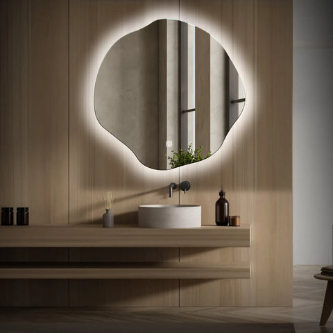 Irregular Oval LED Mirror | Touch Button | Cool White Light - Reyze Ambient Series Model 1